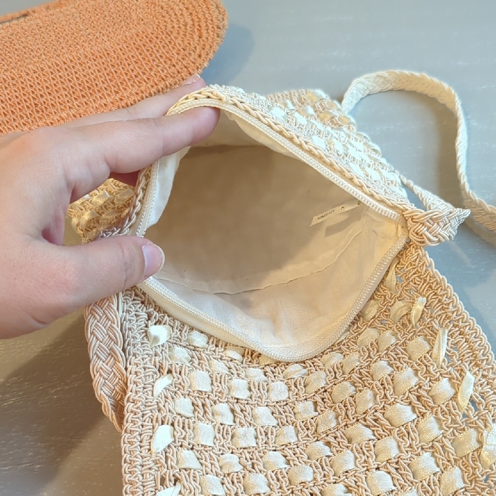 Crochet‎ Bags (2) Cream & Orange image 3